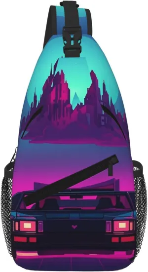 Retrowave Pictures Sling Bag For Women Men Travel Hiking Backpack Crossbody Shoulder Chest Bags Casual Daypack