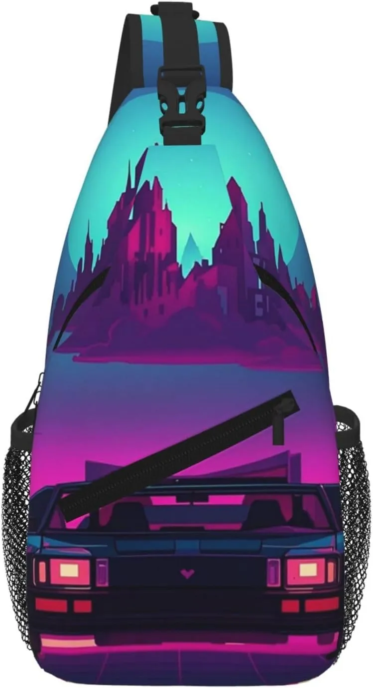 Retrowave Pictures Sling Bag For Women Men Travel Hiking Backpack Crossbody Shoulder Chest Bags Casual Daypack