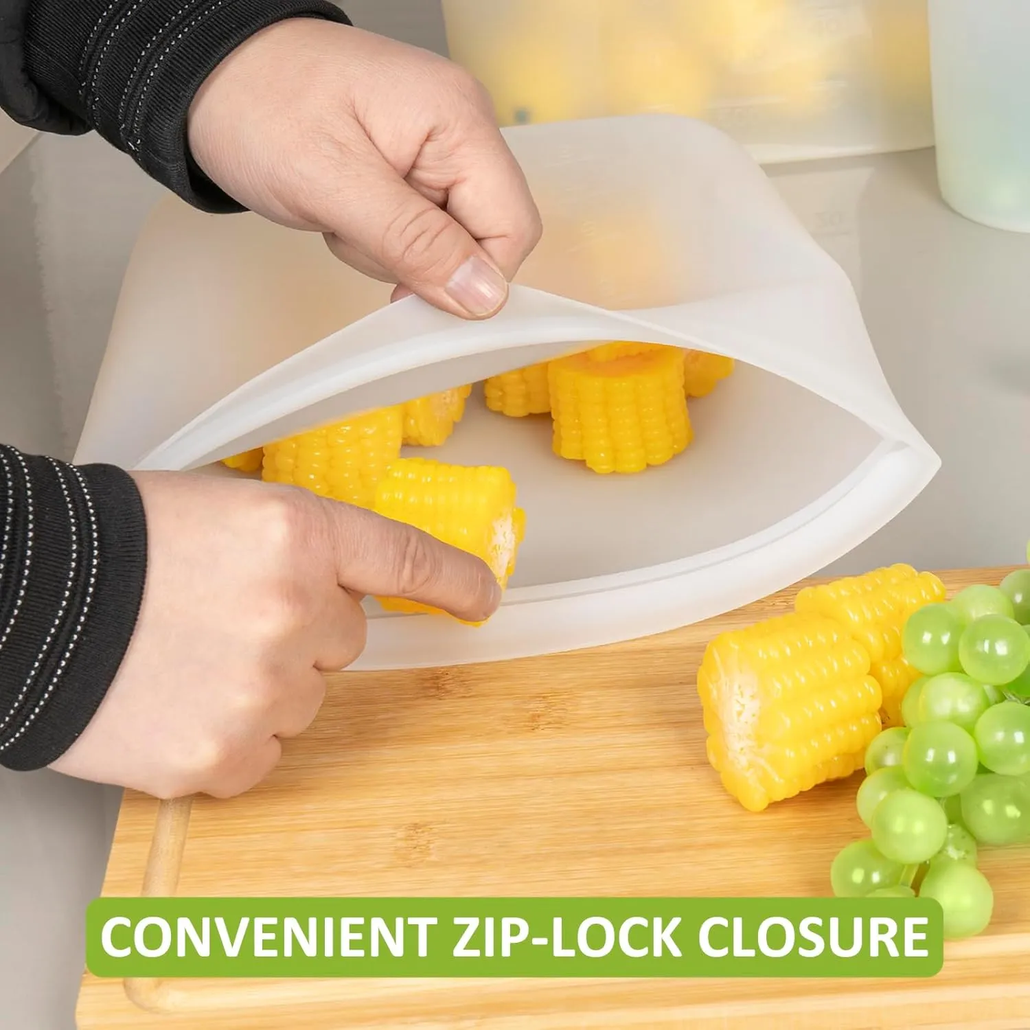 Reusable Storage Bag, 12 Pack 100% Silicone Food Storage Bags Stand Up Silicone Zip Lock Bags for Food Container, Freezer Microwave Oven Dishwasher Safe, 4 Large 4 Medium 4 Small, Translucent