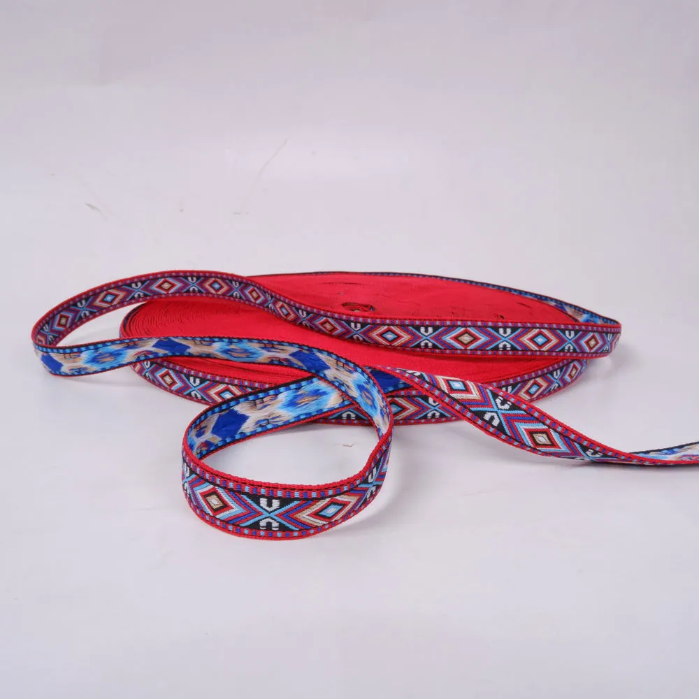 Rhombs -  Folk art trim - red and blue 18mm