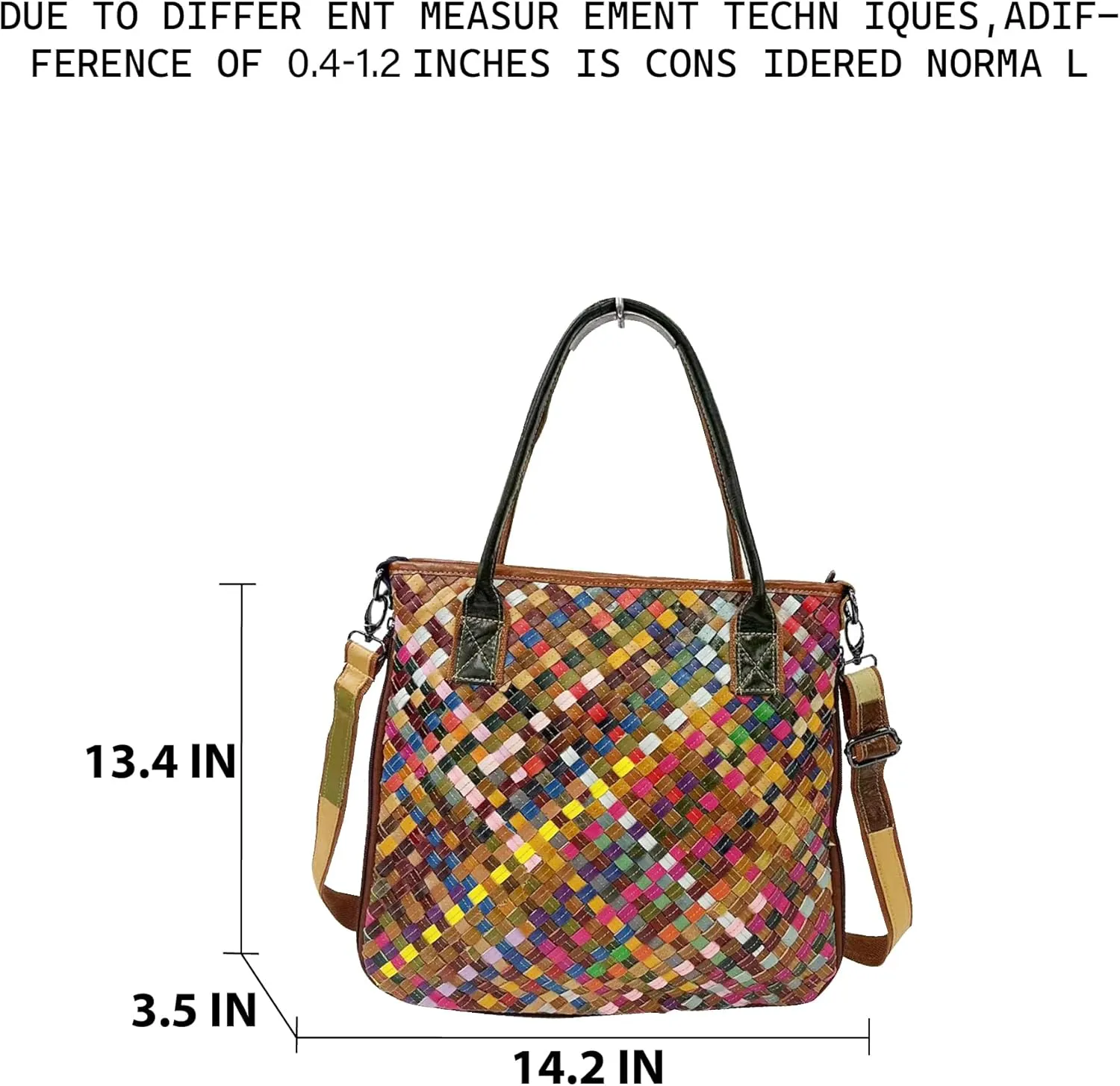 Riutiru Women's Mosaic Style Genuine Leather Handwoven Unique Style Diagonal Shoulder Handbag