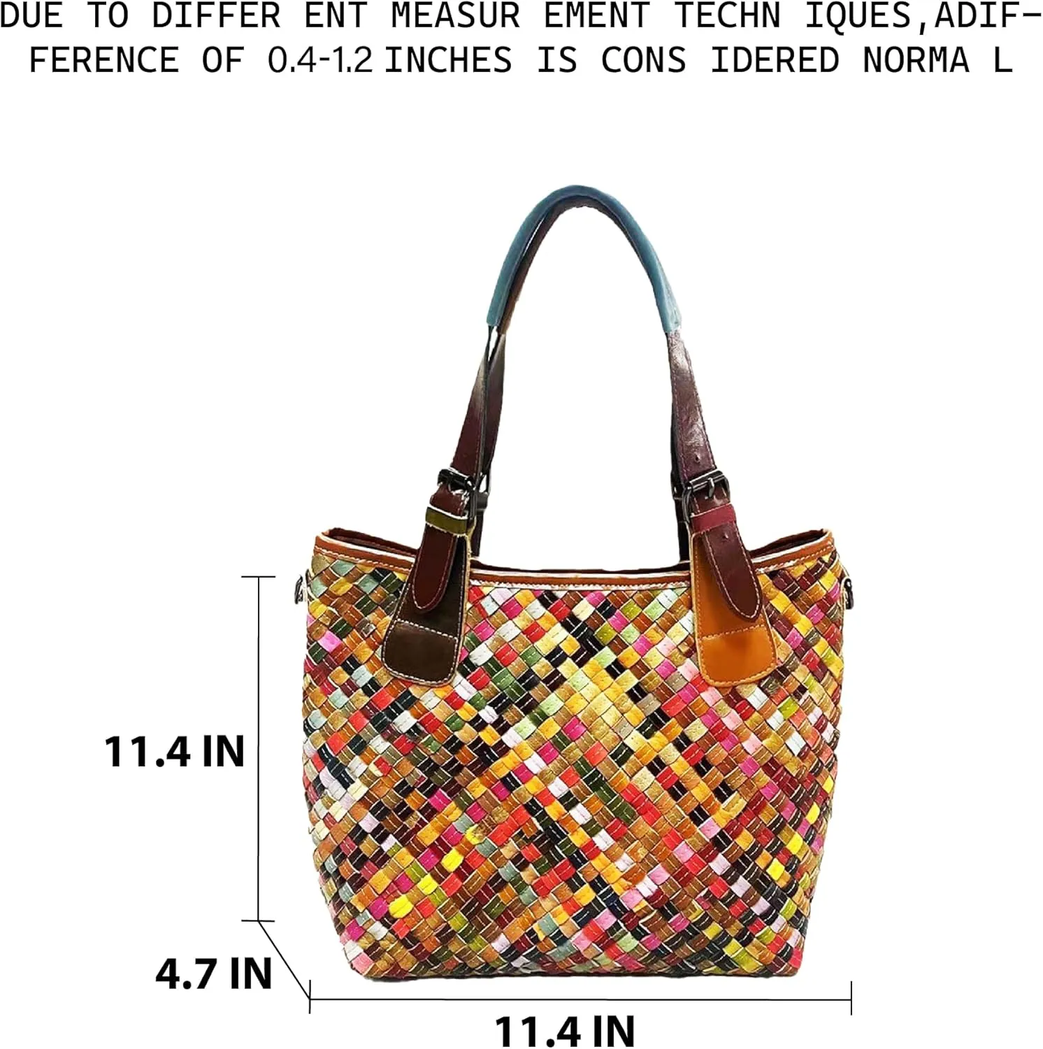 Riutiru Women's Mosaic Style Genuine Leather Handwoven Unique Style Diagonal Shoulder Handbag