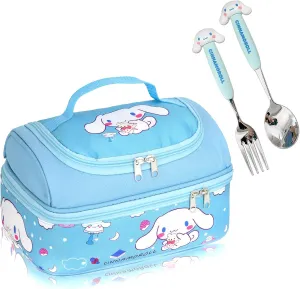 Roffatide Anime Lunch Bag for Man Woman Leakproof Large Compartment Lunch Container Tote for Work Travel with (spoon fork) D
