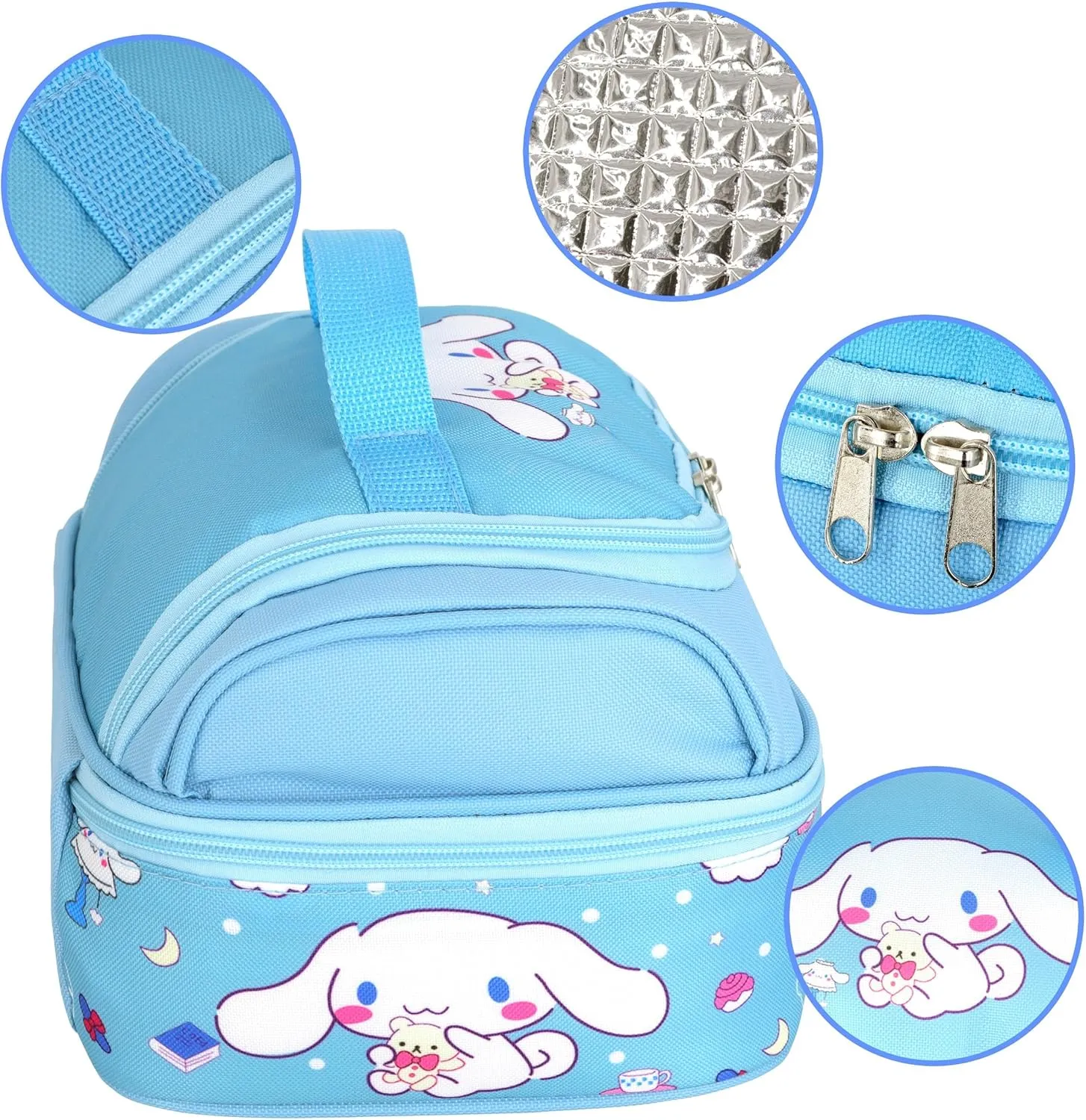 Roffatide Anime Lunch Bag for Man Woman Leakproof Large Compartment Lunch Container Tote for Work Travel with (spoon fork) D