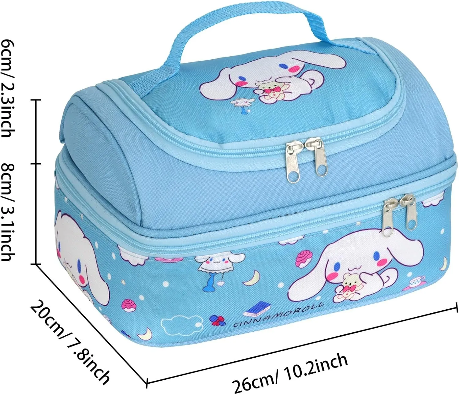 Roffatide Anime Lunch Bag for Man Woman Leakproof Large Compartment Lunch Container Tote for Work Travel with (spoon fork) D