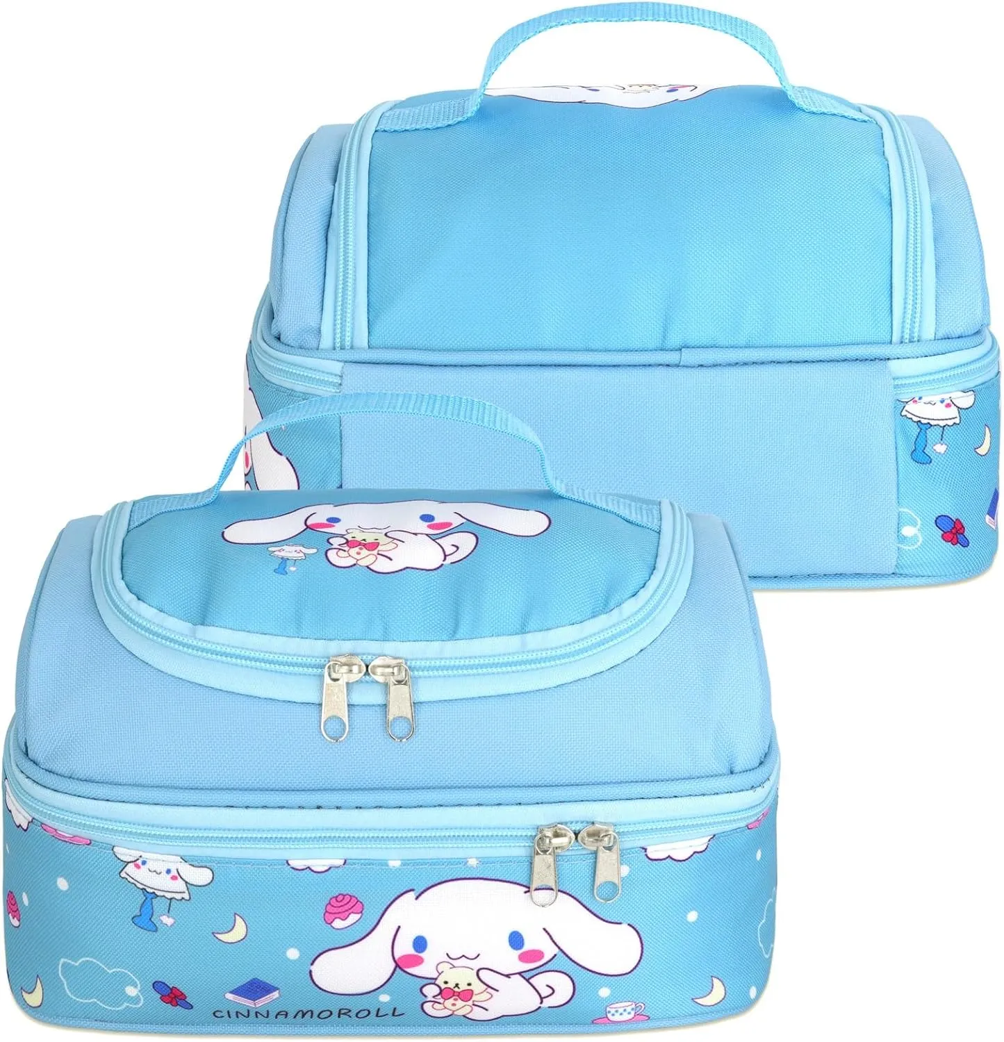 Roffatide Anime Lunch Bag for Man Woman Leakproof Large Compartment Lunch Container Tote for Work Travel with (spoon fork) D