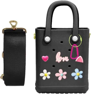 Rubber Beach Bag with Strap, Bitty EVA Tote Bag with 6 Charms