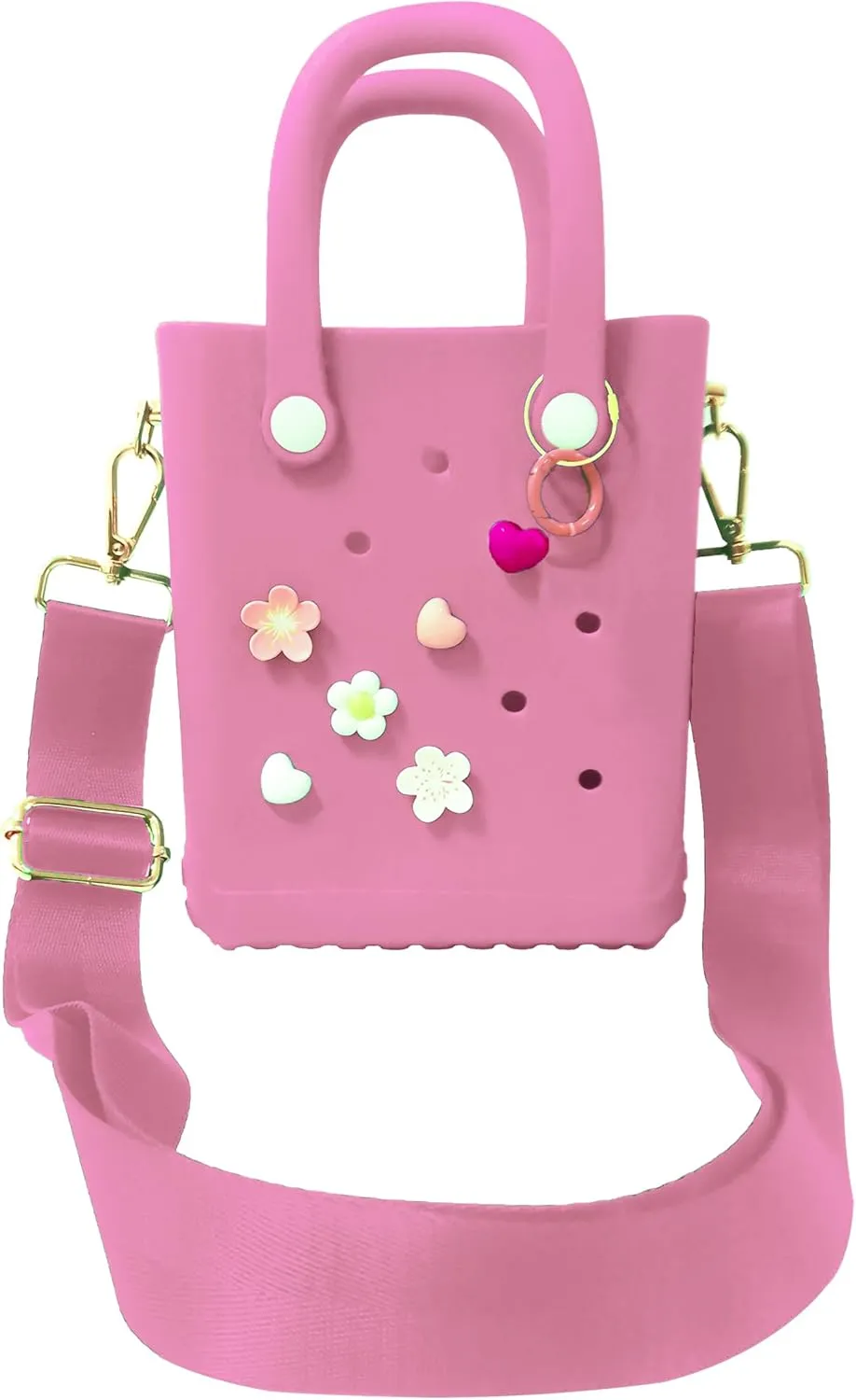 Rubber Beach Bag with Strap, Bitty EVA Tote Bag with 6 Charms