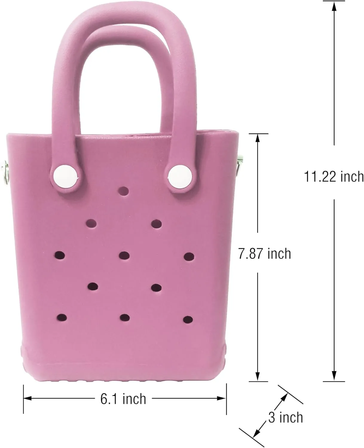 Rubber Beach Bag with Strap, Bitty EVA Tote Bag with 6 Charms