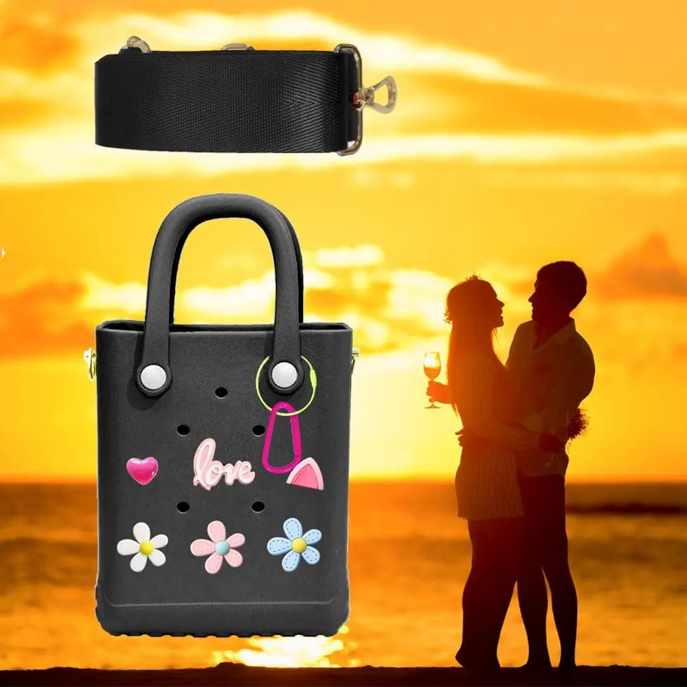 Rubber Beach Bag with Strap, Bitty EVA Tote Bag with 6 Charms