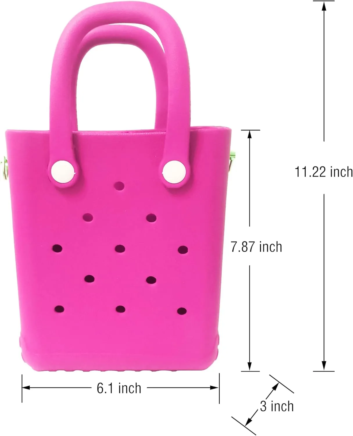 Rubber Beach Bag with Strap, Bitty EVA Tote Bag with 6 Charms
