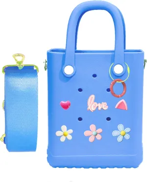 Rubber Beach Bag with Strap, Bitty EVA Tote Bag with 6 Charms