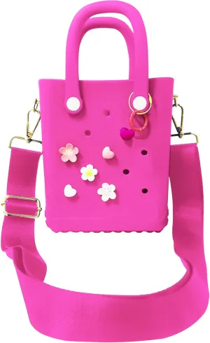 Rubber Beach Bag with Strap, Bitty EVA Tote Bag with 6 Charms