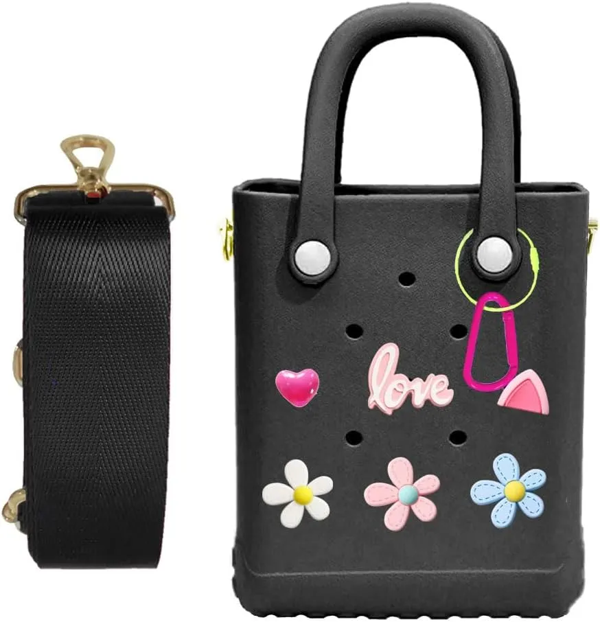 Rubber Beach Bag with Strap, Bitty EVA Tote Bag with 6 Charms