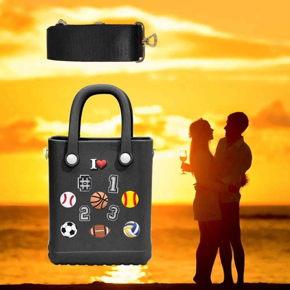 Rubber Beach Bag with Strap, Bitty EVA Tote Bag with 6 Sports Charms
