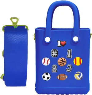 Rubber Beach Bag with Strap, Bitty EVA Tote Bag with 6 Sports Charms