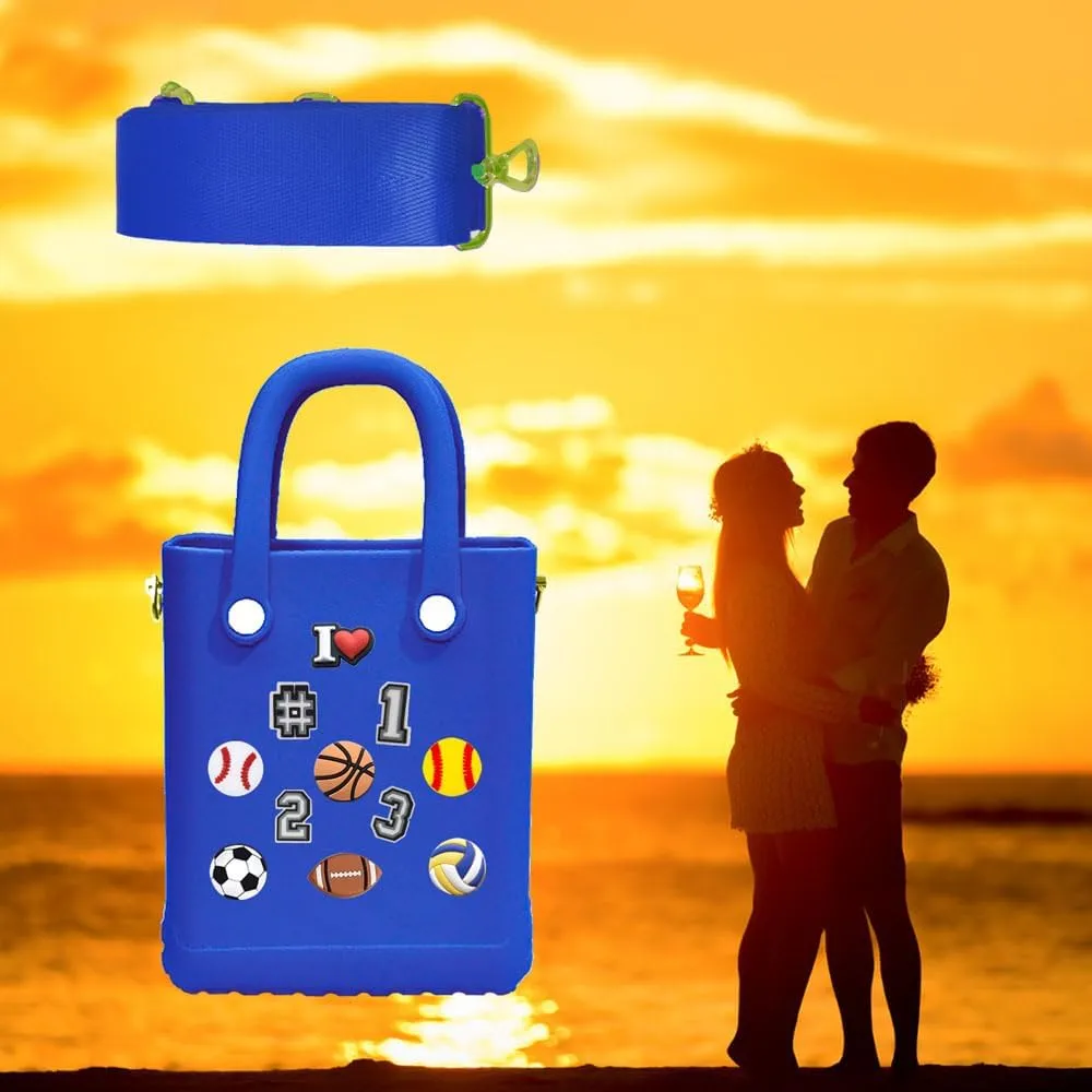 Rubber Beach Bag with Strap, Bitty EVA Tote Bag with 6 Sports Charms