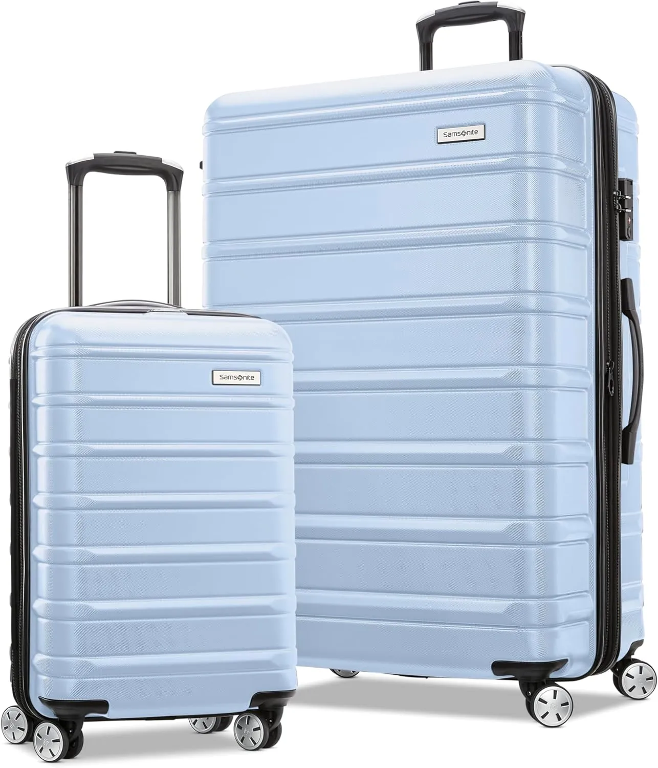 Samsonite Omni 2 Hardside Expandable Luggage with Spinner Wheels, 2PC SET (CO/L), Pale Blue