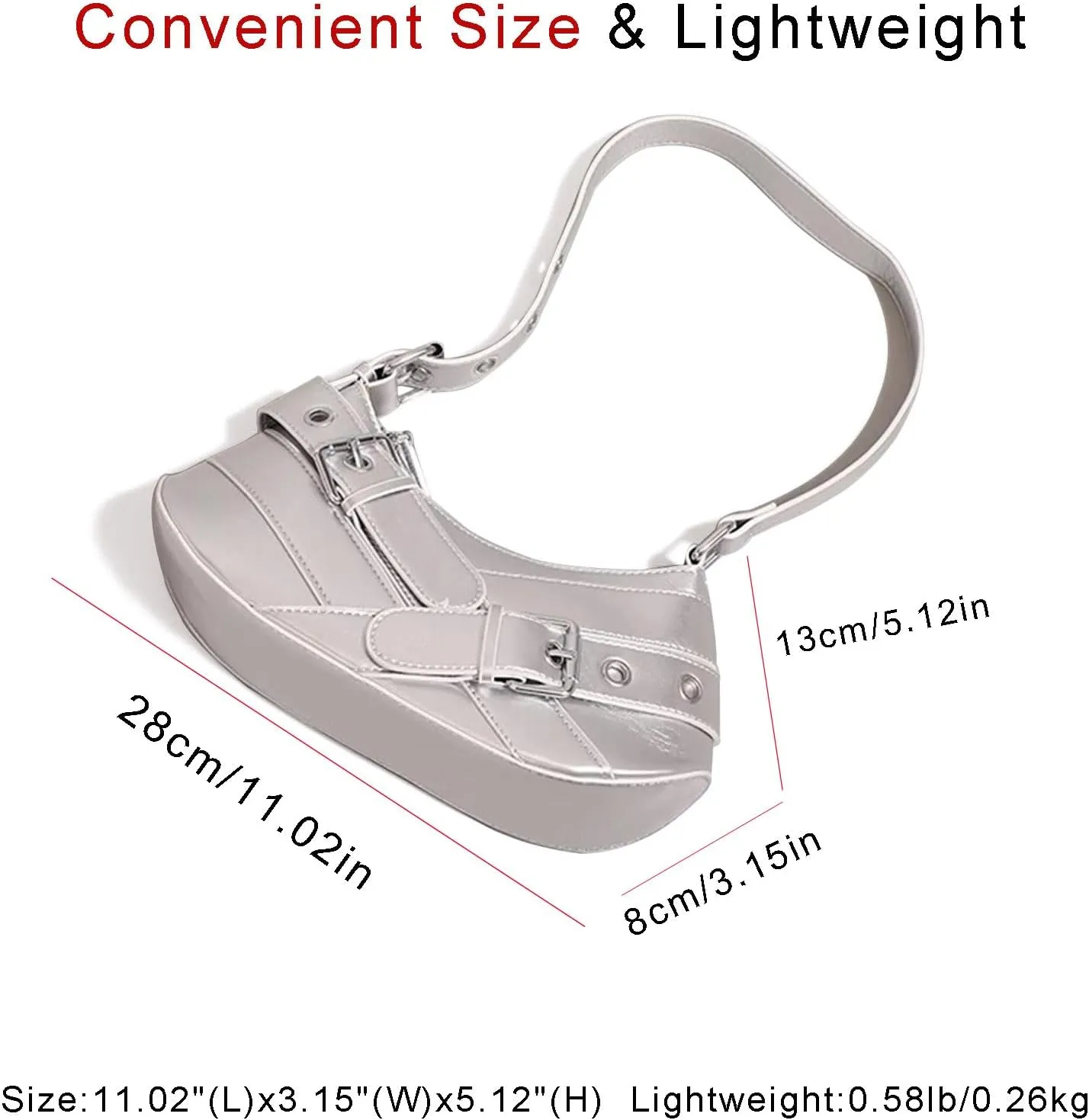Sanxine Shoulder Bag for Women Y2k Small Purse Designer Punk Style Hobo Handbags Vegan Leather Trendy Crescent Bags