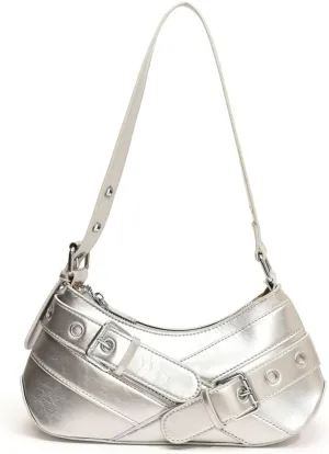 Sanxine Shoulder Bag for Women Y2k Small Purse Designer Punk Style Hobo Handbags Vegan Leather Trendy Crescent Bags