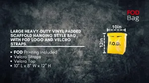 Scaffold Hanging Style FOD Bag - Padded, Hanging Style Bag with Hook-and-Loop Straps - Suitable for Aerospace, Aviation Industry - Help Eliminate Foreign Object Debris (Yellow)
