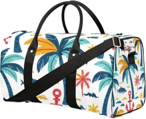 Sea Anchor Coconut Tree Travel Duffel bag for Men Women Weekender Overnight Bag Gym Bag Carry On Luggage Bags for Yoga Workout Sports