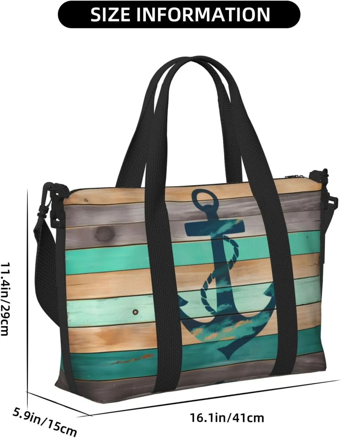 Sea Ship Anchor Travel Duffel Bags for Women Men, Sports Training Gym Bag Dance Bag with Adjustable Shoulder Strap Old Wood Weekender Overnight Bag