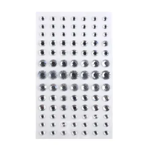 Self Adhesive Rhinestone Stickers, Assorted Circle, 91-count