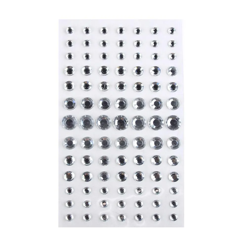 Self Adhesive Rhinestone Stickers, Assorted Circle, 91-count