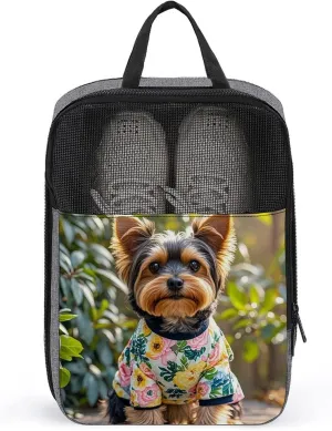 Shoe Organizer with Handle Travel Bags Travel Gifts Yorkie Floral Printed Shoe Bags for Travel Home Storage