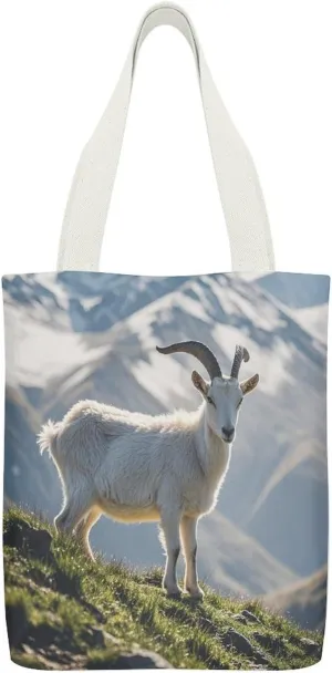Shoulder Bag, Goat on Hillside Printed Tote Bag,reusable Color Shopping Bag,fitness Tote Bag,adult Tote Bag