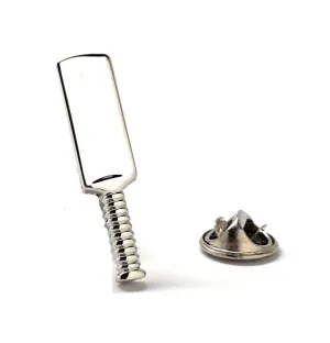 Silver Cricket Bat Lapel Pin | Premium Enamel Pin for Cricket Enthusiasts