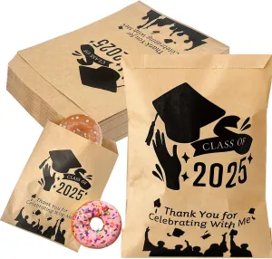 Sitroasho 100 Pack Graduation Candy Cookie Gift Bags for Graduation Party Favors for Guest Congrats Grad Kraft Paper Snack Treat Pouch.Graduation Party Decoration Supplies for Snack Candy Cookie