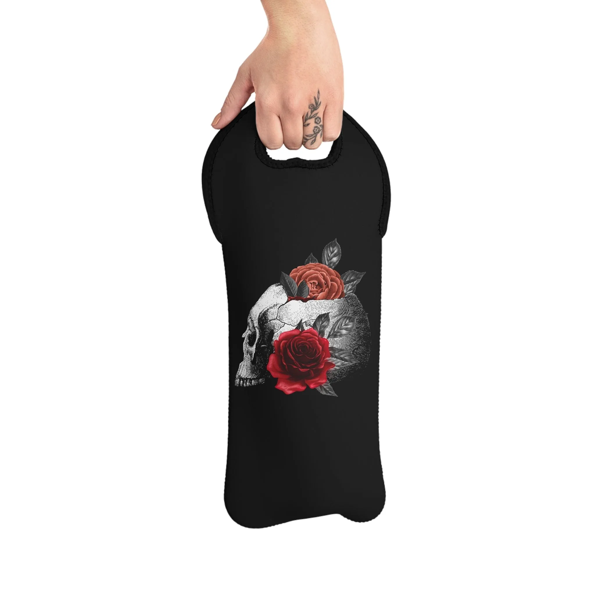 Skull & Roses Wine Tote Bag