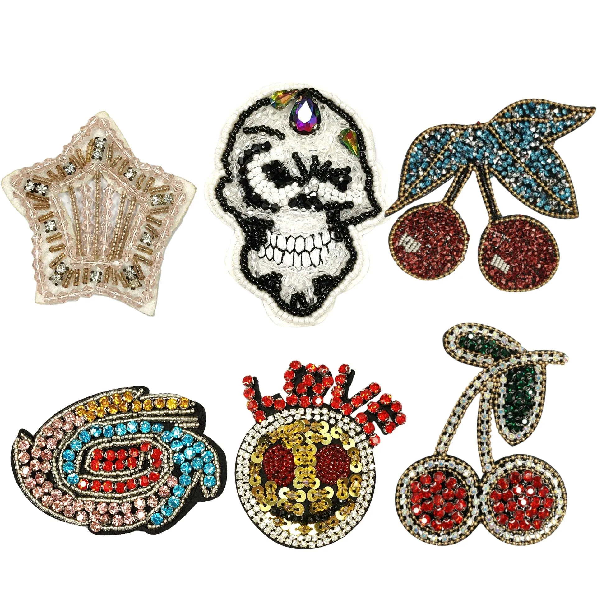 Skull Cherry Pattern Applique Handmade Clothing Embellishment 6 Pack