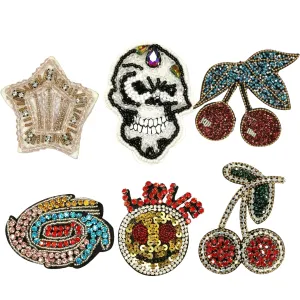 Skull Cherry Pattern Applique Handmade Clothing Embellishment 6 Pack