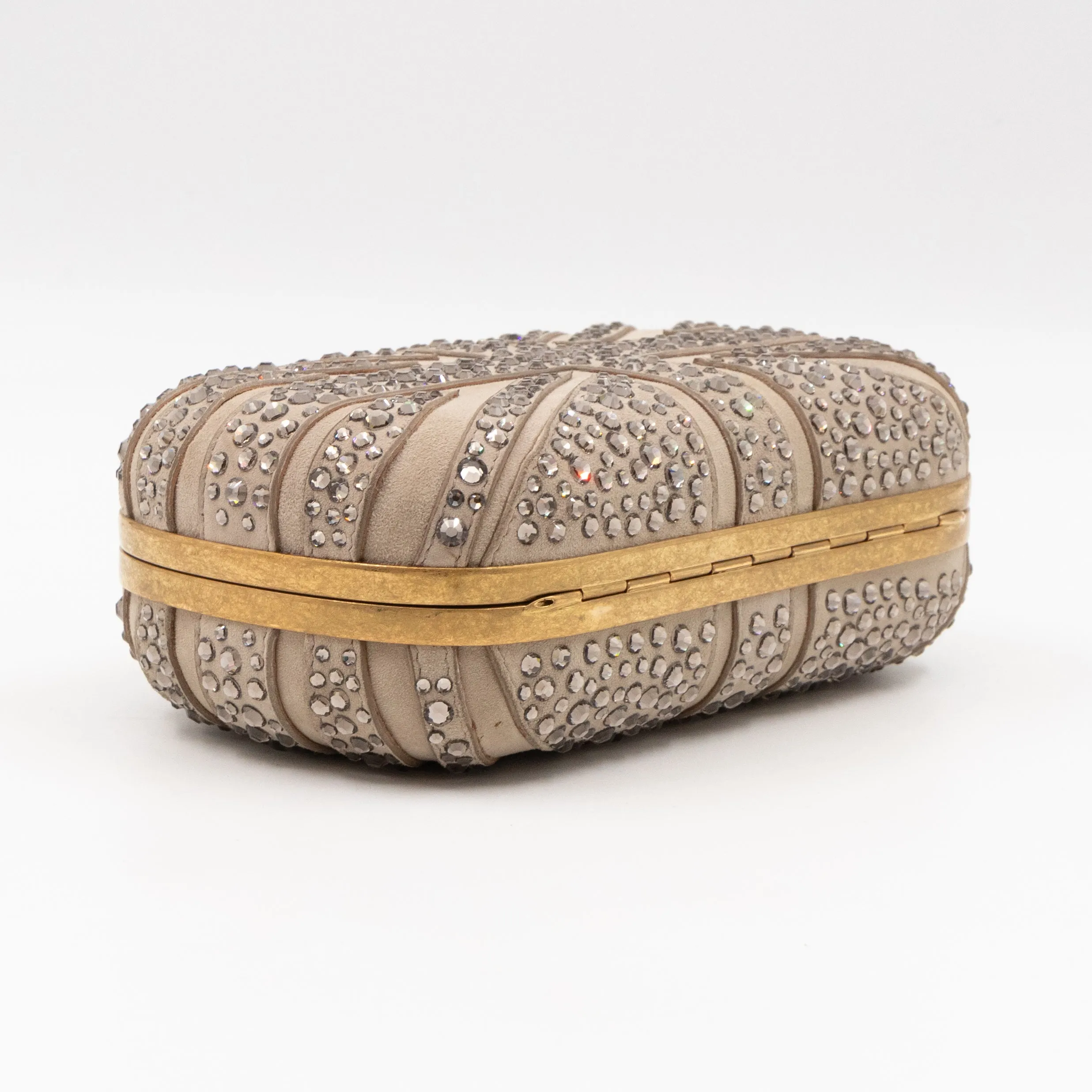 Skull Clutch Britannia Union Jack Crystal Beige Suede