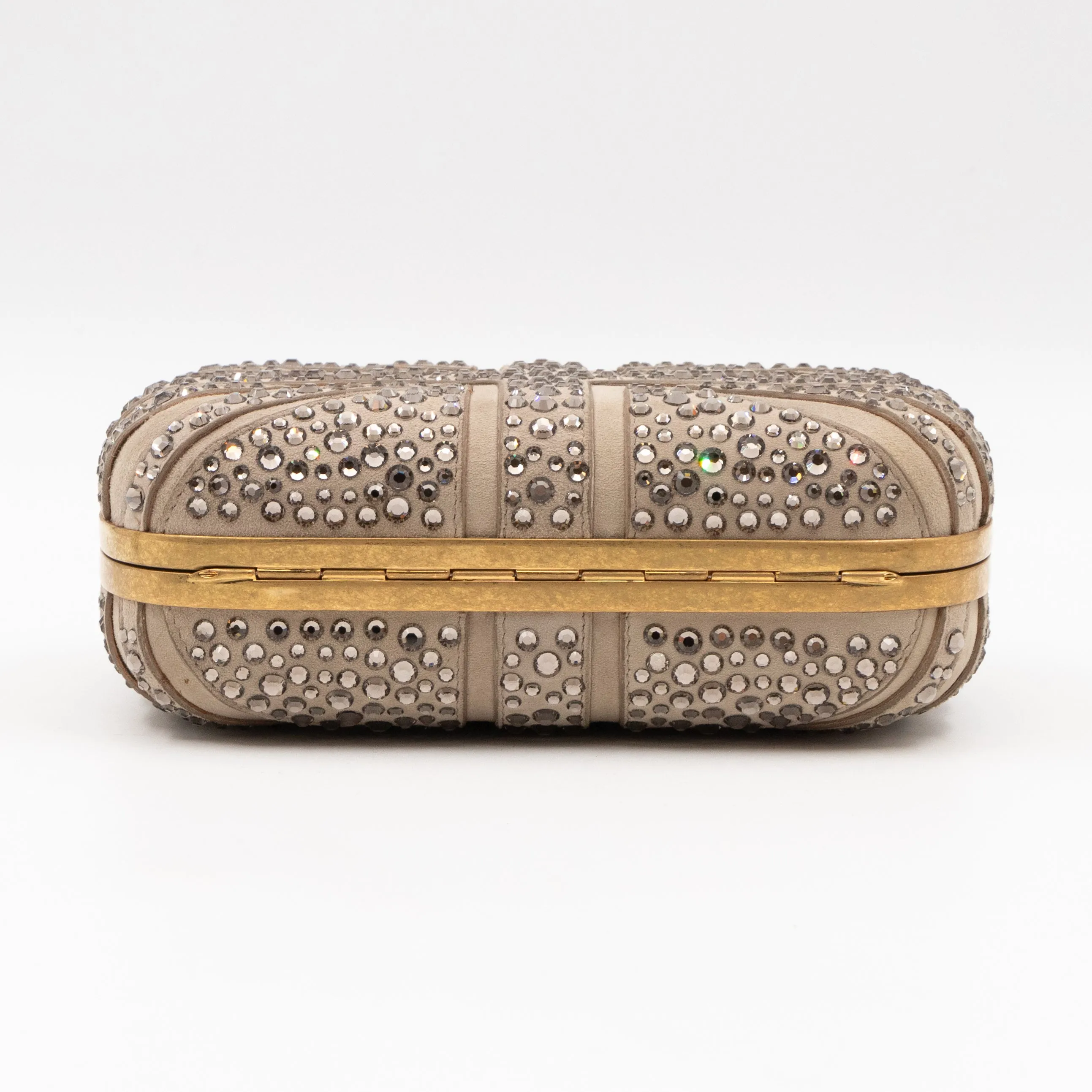 Skull Clutch Britannia Union Jack Crystal Beige Suede