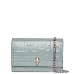 Skull mini blue embossed bag