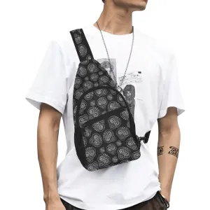 Skull Print Nylon Versatile Chest Bag