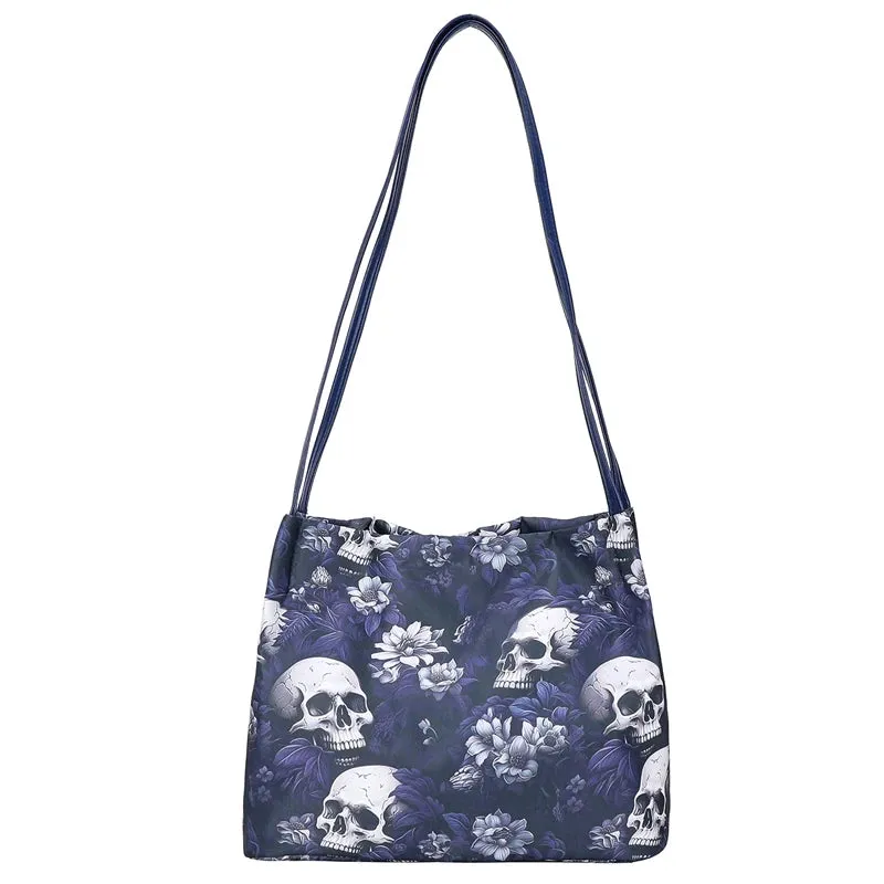 Skull Printed Tote Bags Versatile Shoulder Bags