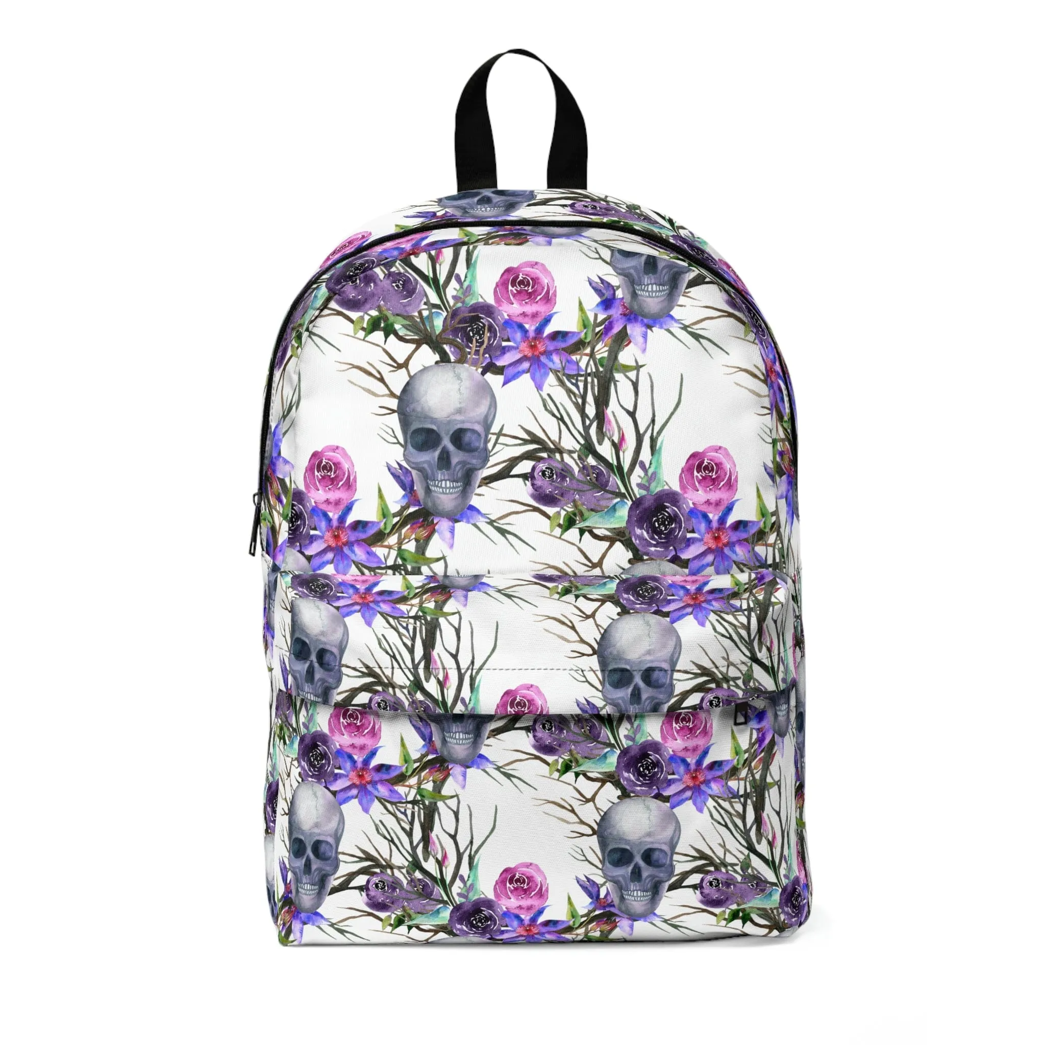 Skull Purple Floral Unisex Classic Backpack