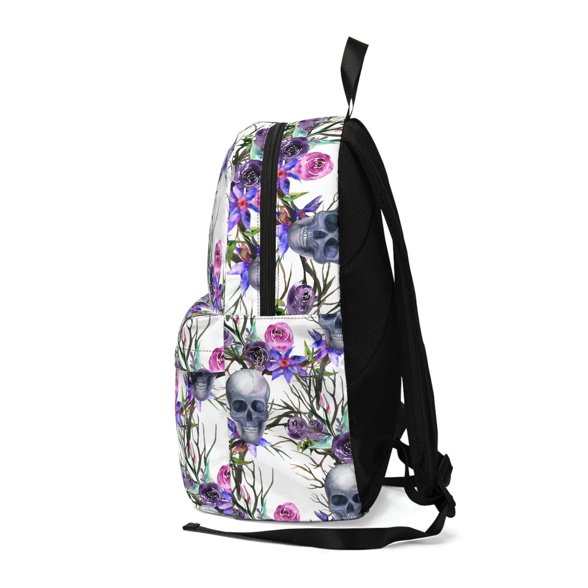 Skull Purple Floral Unisex Classic Backpack