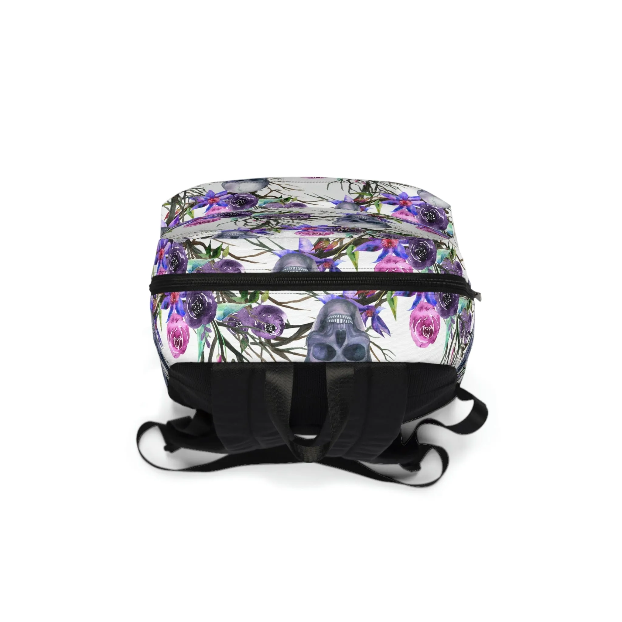 Skull Purple Floral Unisex Classic Backpack