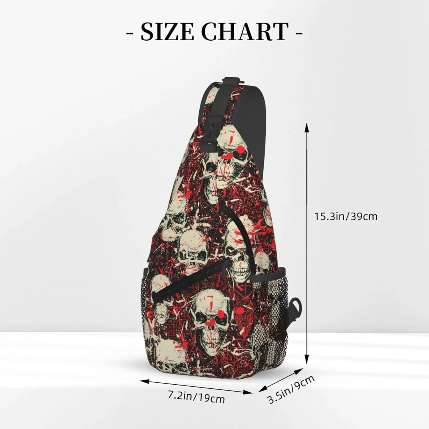 Skull Sling Backpack Chest Bag Crossbody Shoulder Bag Gym Cycling Travel Hiking Daypack For Men Women