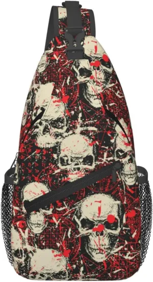 Skull Sling Backpack Chest Bag Crossbody Shoulder Bag Gym Cycling Travel Hiking Daypack For Men Women
