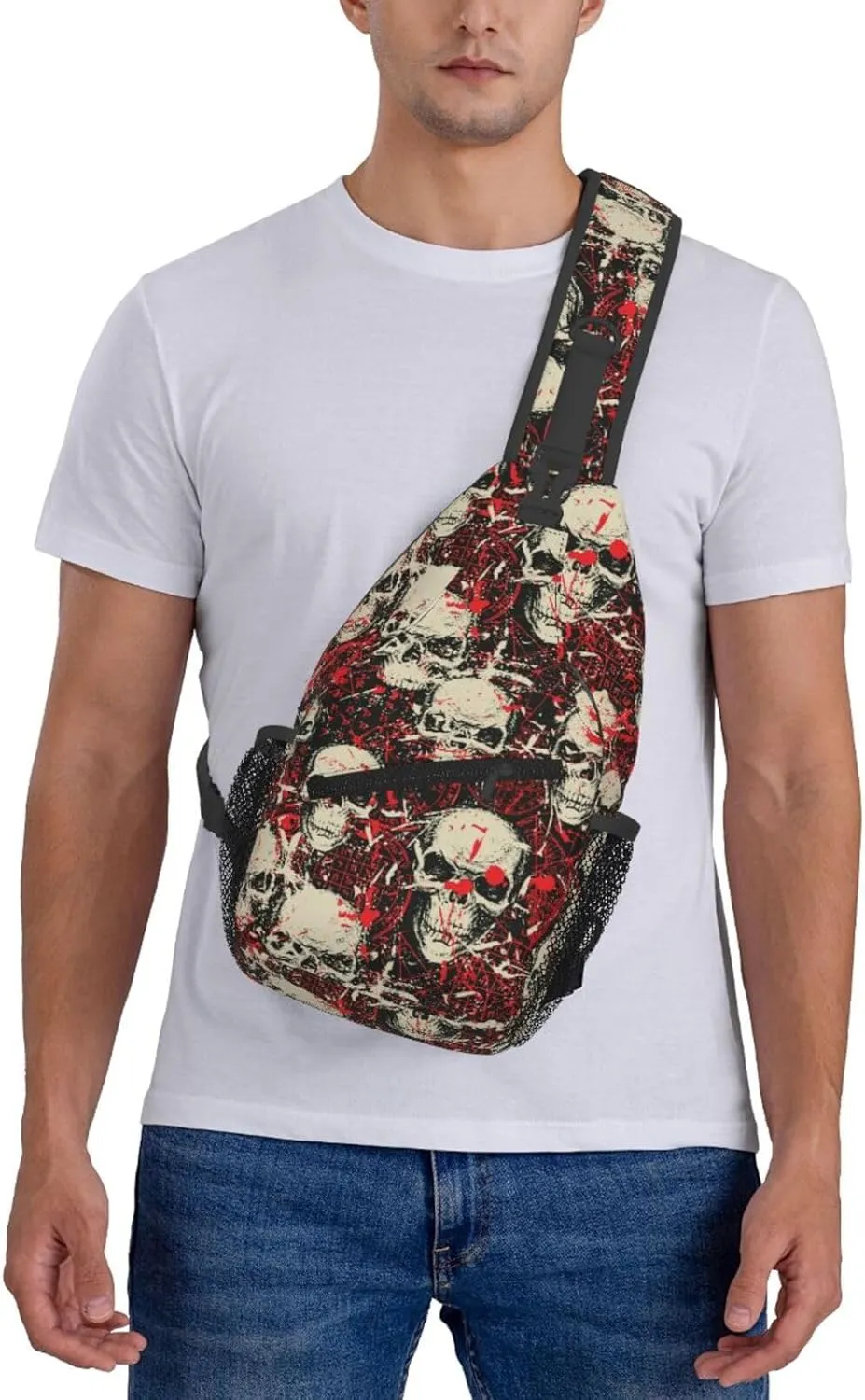 Skull Sling Backpack Chest Bag Crossbody Shoulder Bag Gym Cycling Travel Hiking Daypack For Men Women