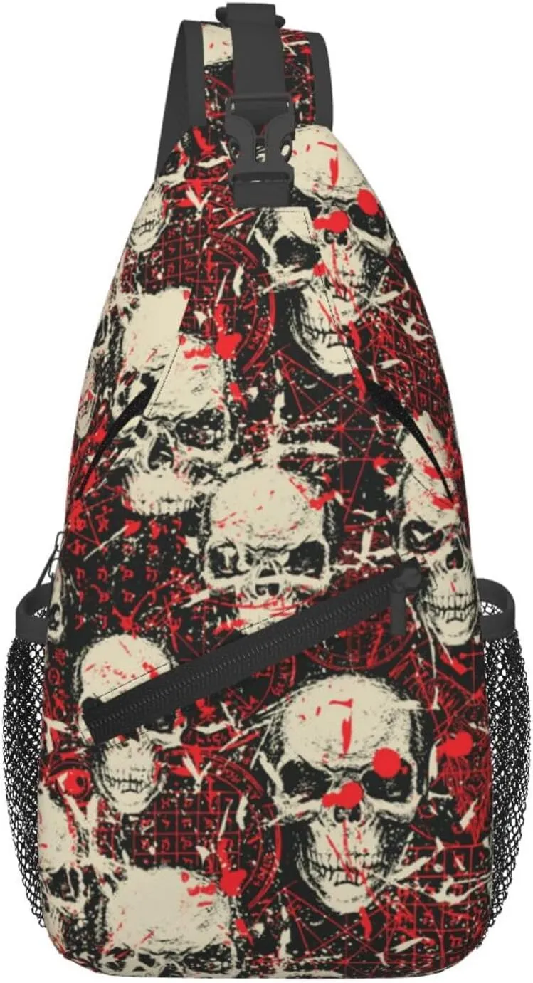 Skull Sling Backpack Chest Bag Crossbody Shoulder Bag Gym Cycling Travel Hiking Daypack For Men Women