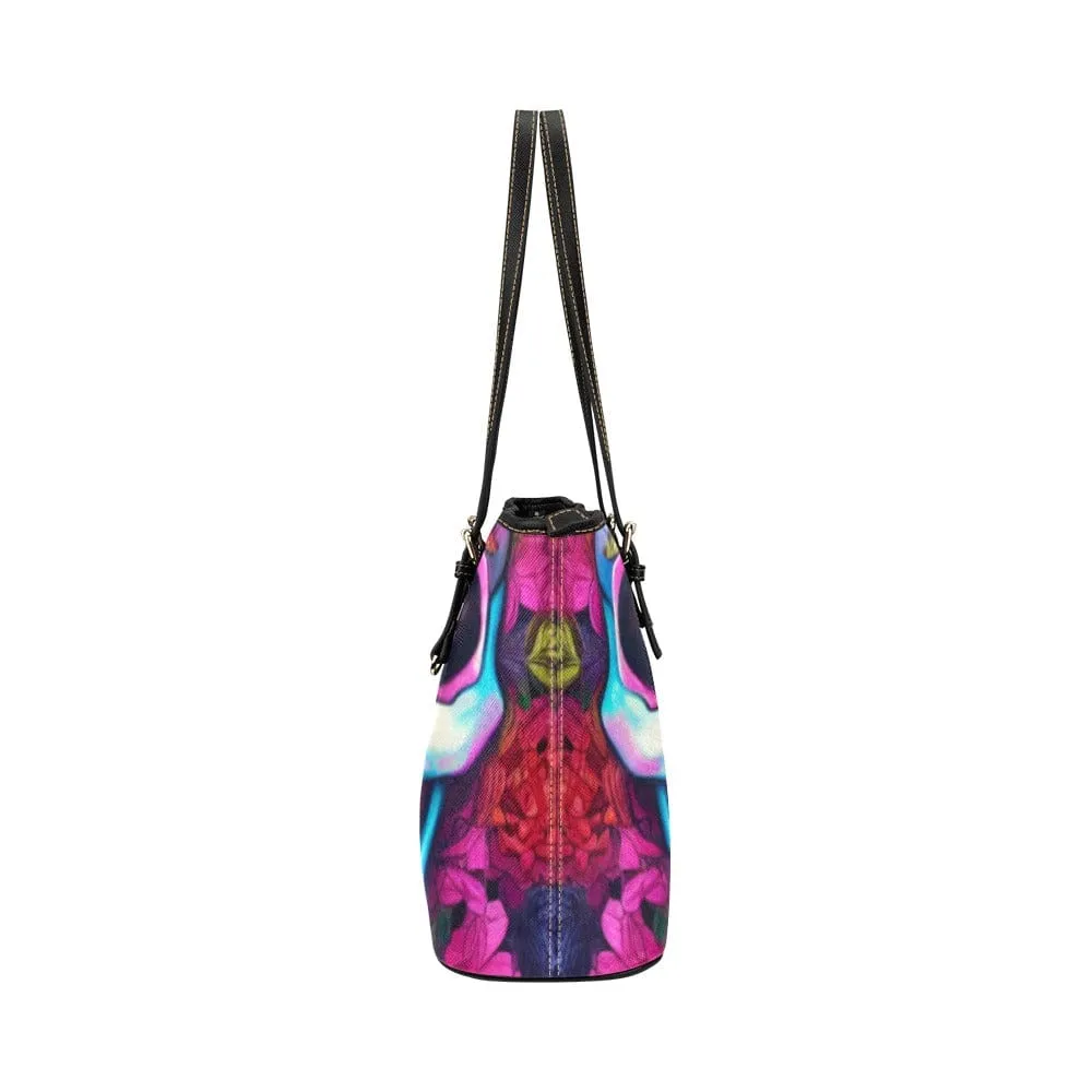 Skull Smiling Face Colorful Leather Large Tote Bag