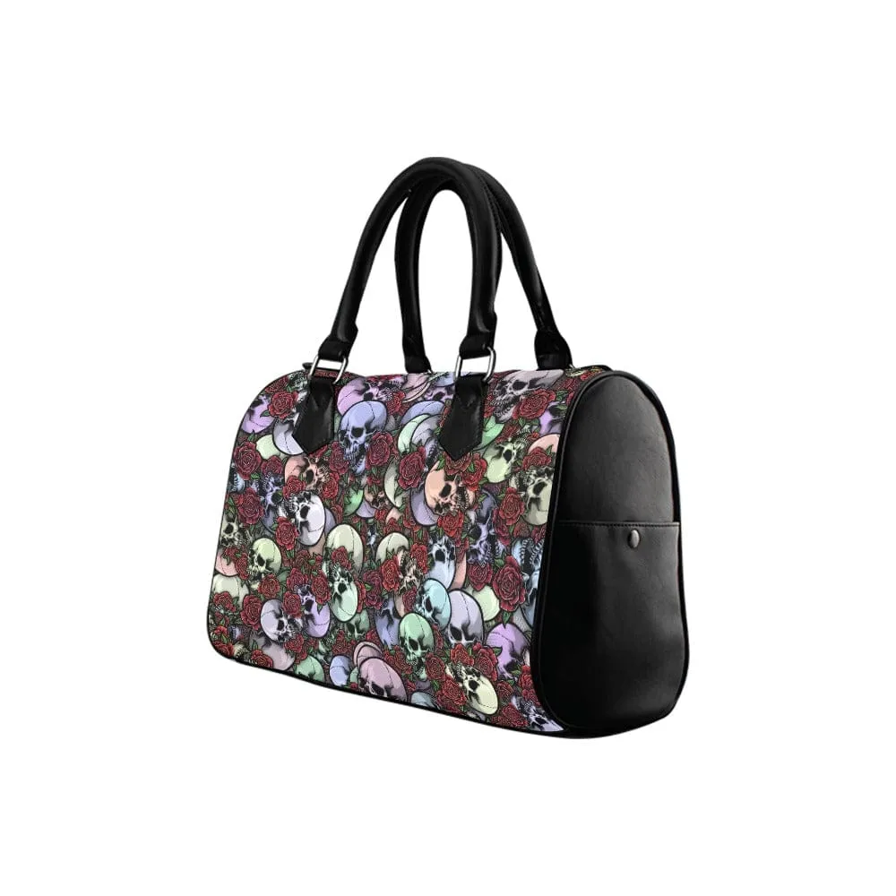 Skulls & Red Roses Barrel Type Handbag